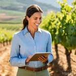 친환경농업기술자 자격증 취득 후 진로 전환 - **Prompt:** A dynamic, inspiring female agricultural consultant in her late 30s, dressed in smart ca...