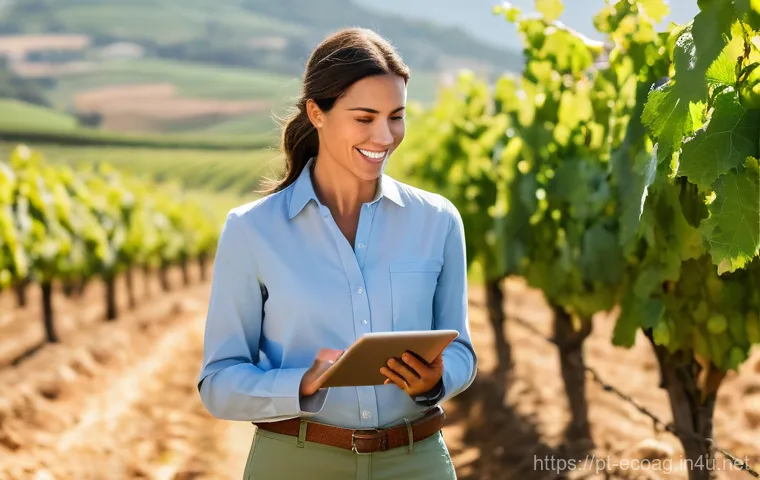 친환경농업기술자 자격증 취득 후 진로 전환 - **Prompt:** A dynamic, inspiring female agricultural consultant in her late 30s, dressed in smart ca...