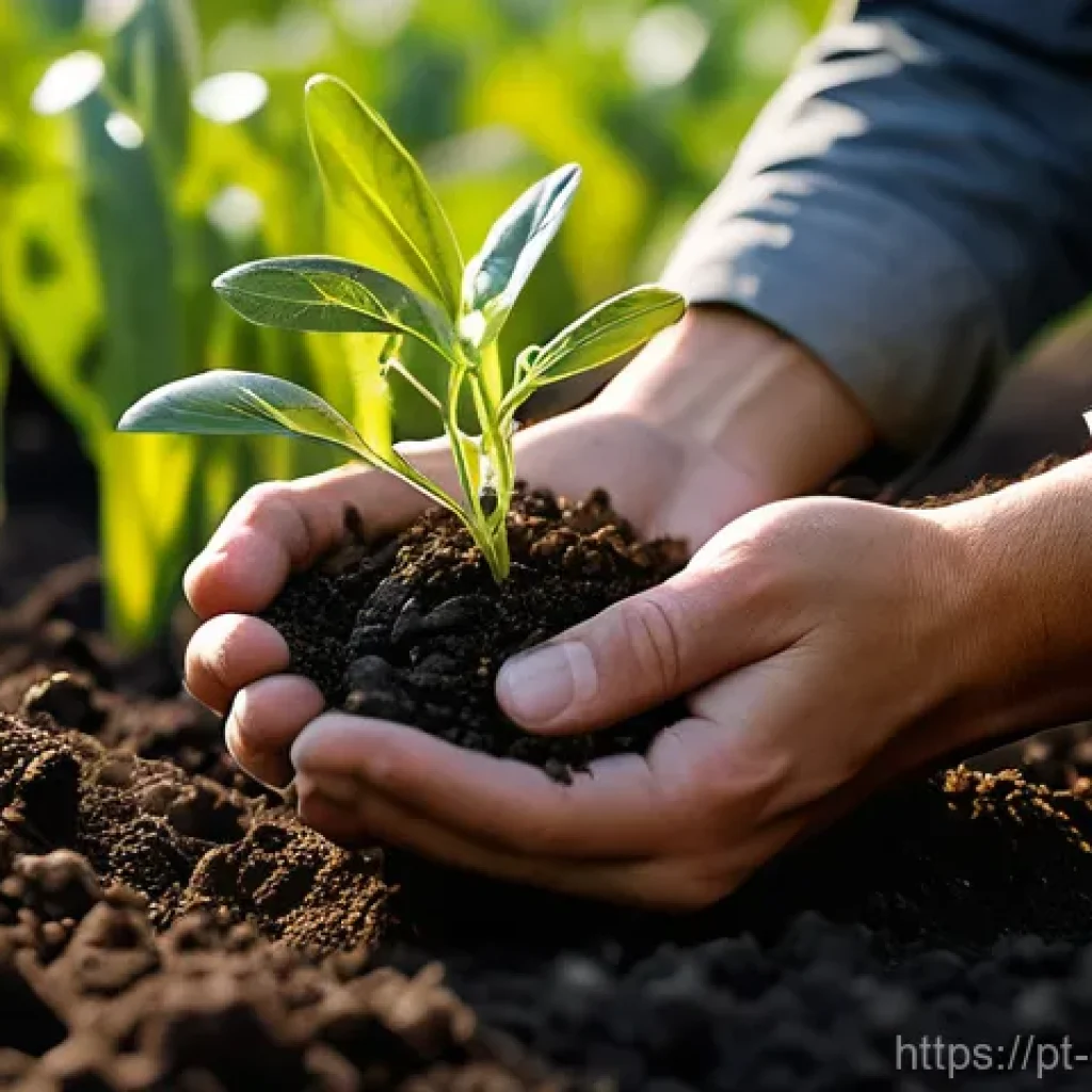 친환경농업기술자 업무 전반에 대한 이해 - **Prompt:** "A close-up, vibrant and artistic shot of a sustainable agriculture technician gently ex...