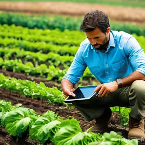 친환경농업기술자 자격증 취득 후 직무 변화 - **Prompt:** A professional organic agriculture technician, a man in his late 30s with a thoughtful e...