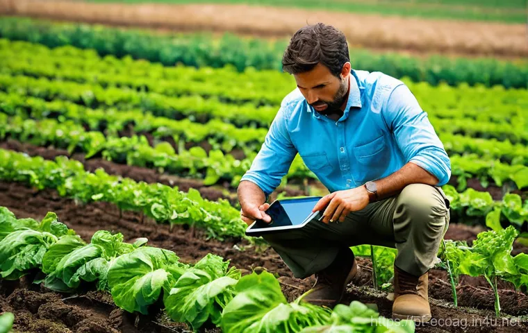 친환경농업기술자 자격증 취득 후 직무 변화 - **Prompt:** A professional organic agriculture technician, a man in his late 30s with a thoughtful e...