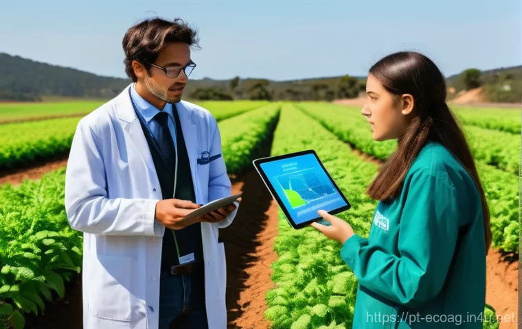 친환경농업기술자 자격증 취득 후 직무 변화 - **Prompt:** A Portuguese organic farming consultant, a woman in her 40s with a confident and approac...