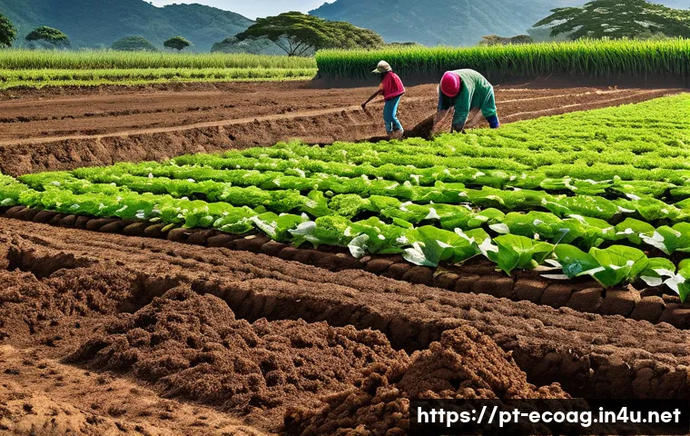 친환경농업 자격증 시험 준비 팁 - A vibrant sustainable farm scene in Brazil showcasing diverse crop rotation fields with lush green p...