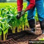 Home 20 친환경농업 기술자와 관련된 필수 자격증 - A professional sustainable agriculture technician wearing practical field clothing and sturdy boots,...